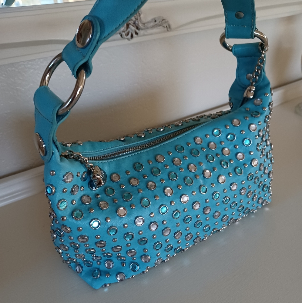 Kathy Van Zeeland Turquoise studded purse